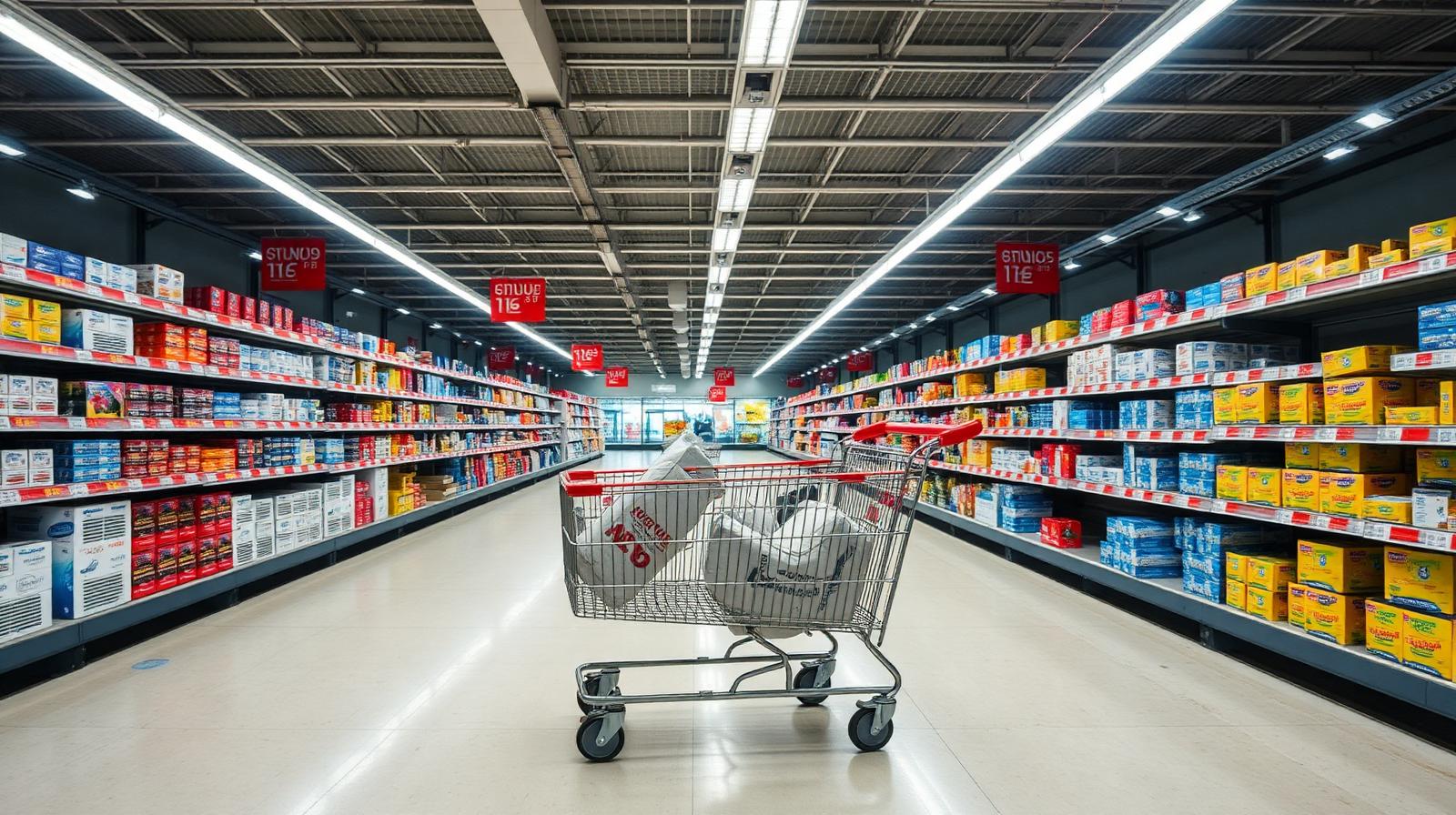 Rayon de supermarché après une ruée sur les climatiseurs