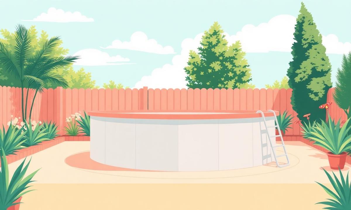 Piscine hors-sol dans un jardin ensoleillé